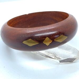 Wood & Brass Inlay Bangle Bracelet